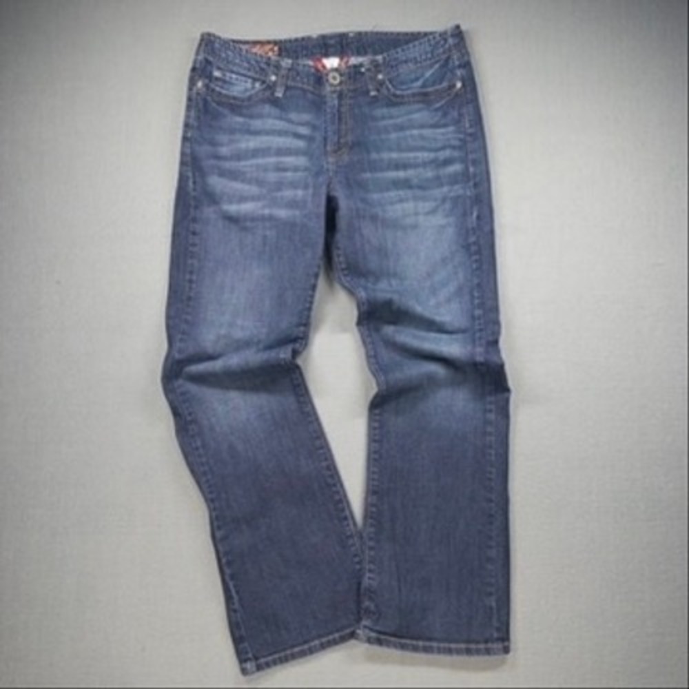 Lucky Brand Bootcut Jeans Womens 12/31 Blue Dark Wash Embroidered Y2K Boho Indie